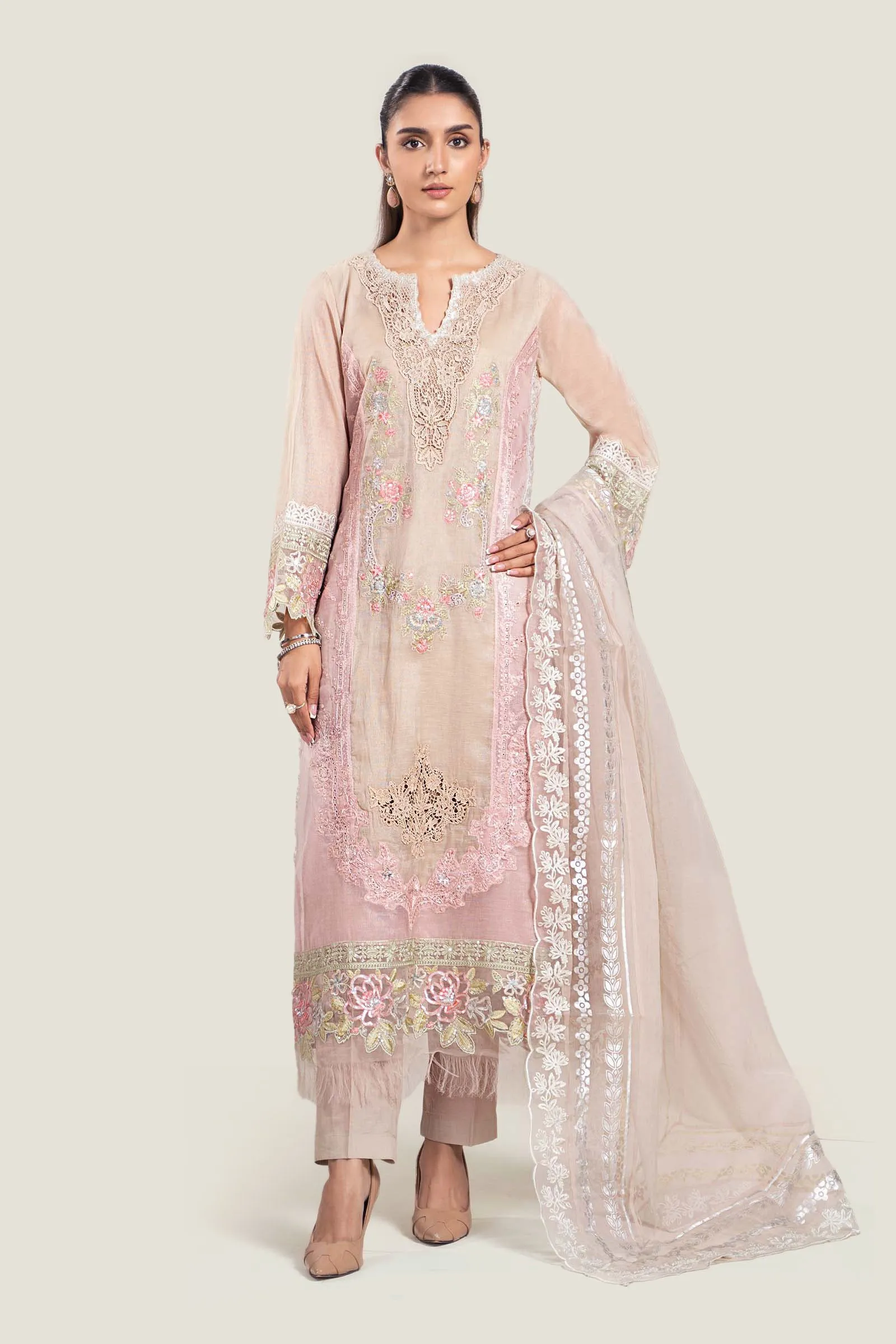 3 Piece Embroidered Yarn Dyed Suit | DW-EA24-21