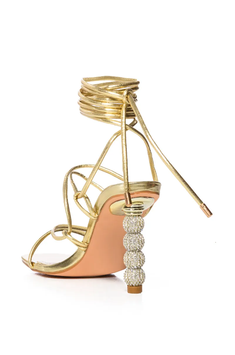 AZALEA WANG MARTA GOLD SPARKLE HEEL SANDAL