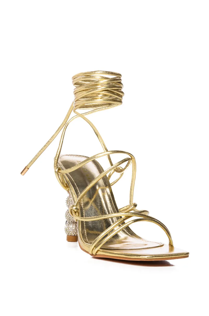 AZALEA WANG MARTA GOLD SPARKLE HEEL SANDAL