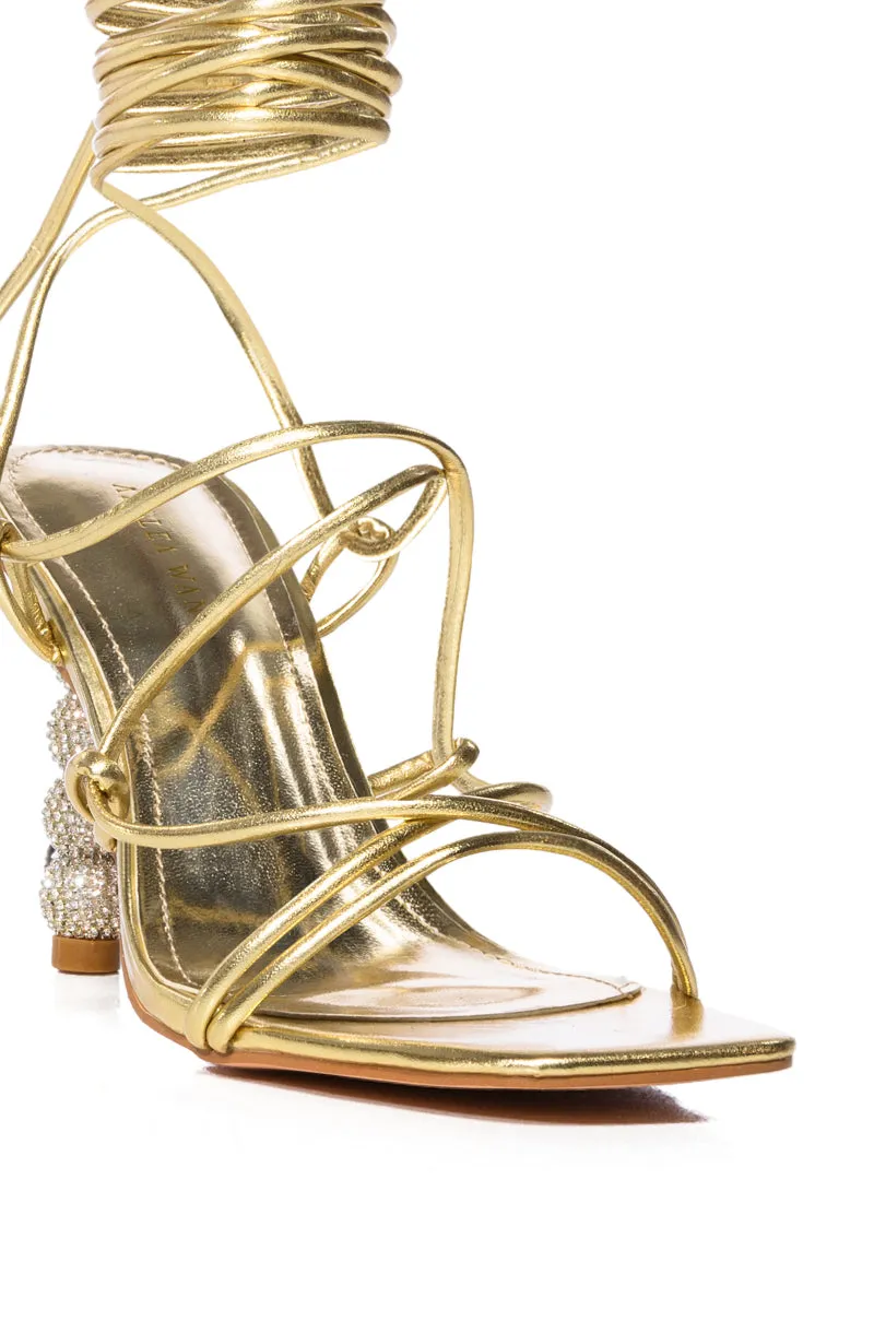 AZALEA WANG MARTA GOLD SPARKLE HEEL SANDAL