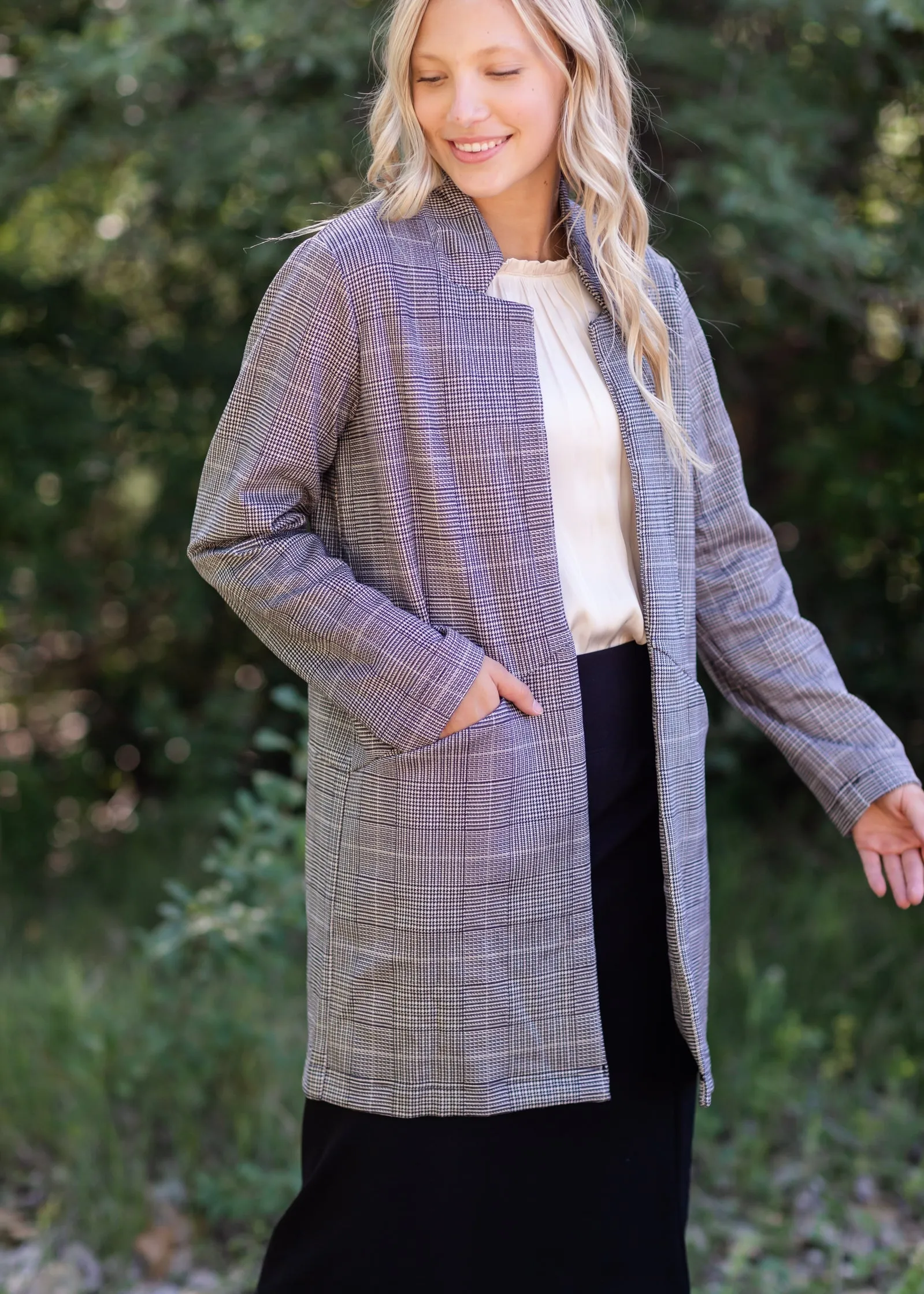 Black Plaid Blazer Jacket - FINAL SALE