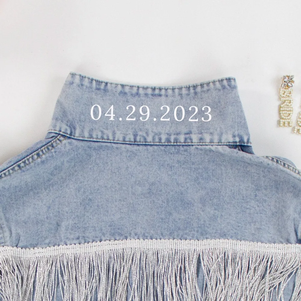 (Blue Fringe) Custom Denim Jacket