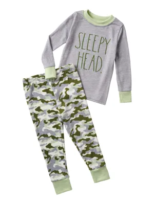 Boys' "SLEEPY HEAD" Long Sleeve Top and Joggers Pajama Set