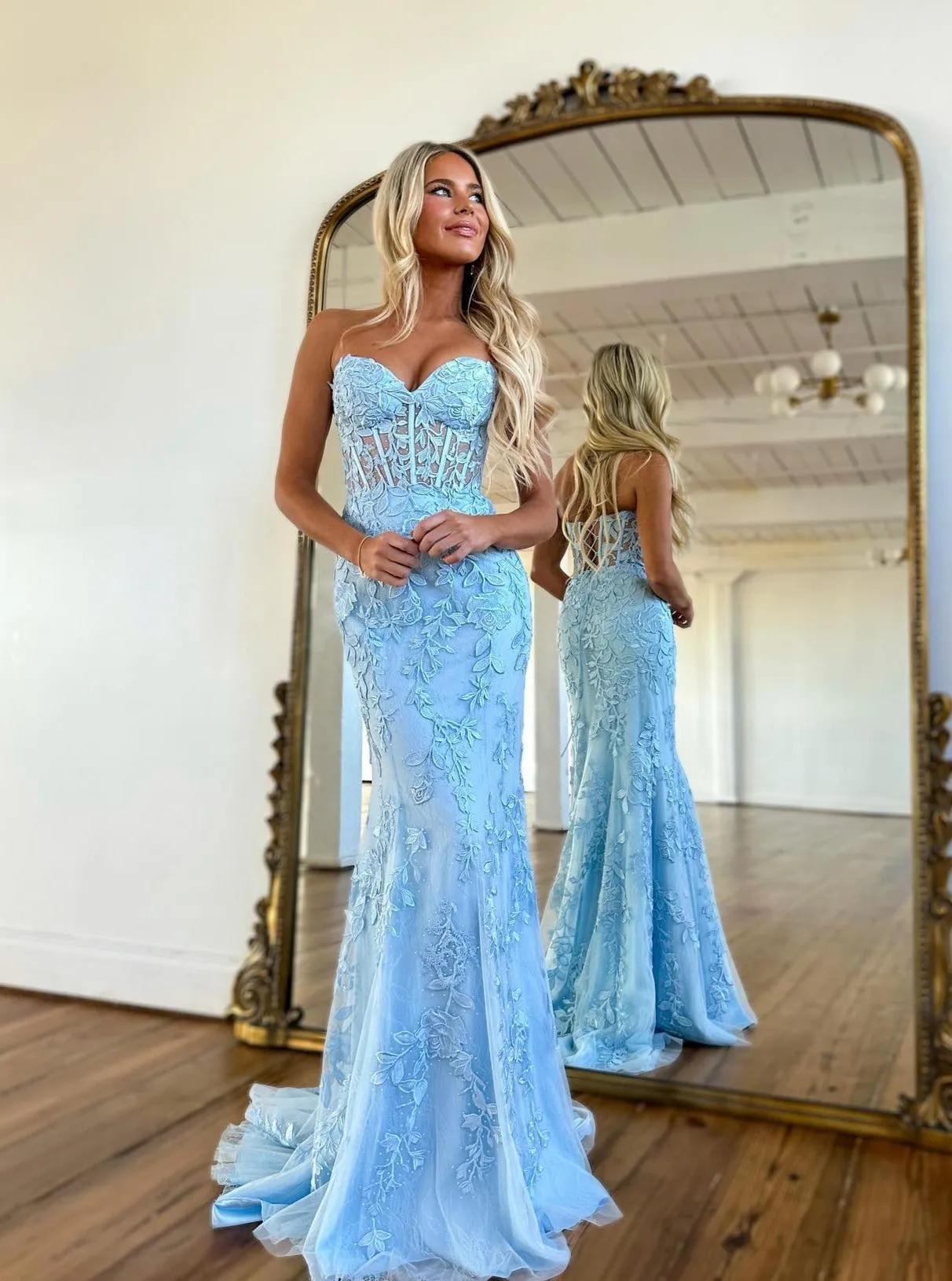 Chic Mermaid Beautiful Long Prom Dresses Sweetheart Watermelon Evening Dresses MLH1234