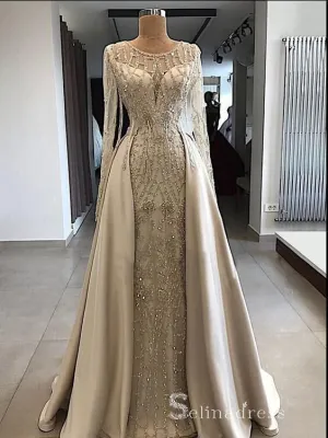 Chic Sheath/Column Scoop Unique Long Prom Dresses Beaded Evening Dress CBD401