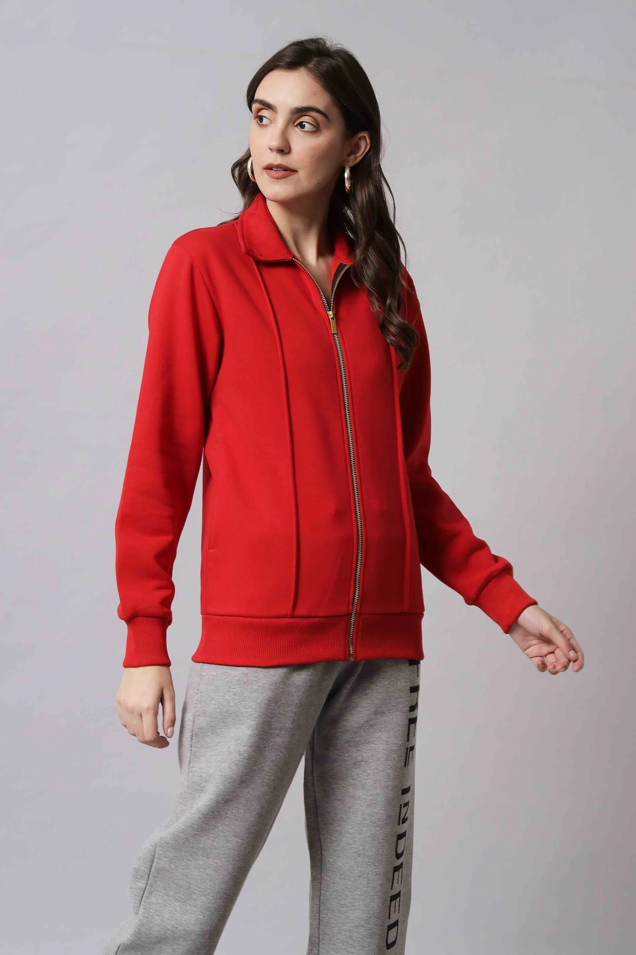 Classic Red Full-Zip Sweatshirt