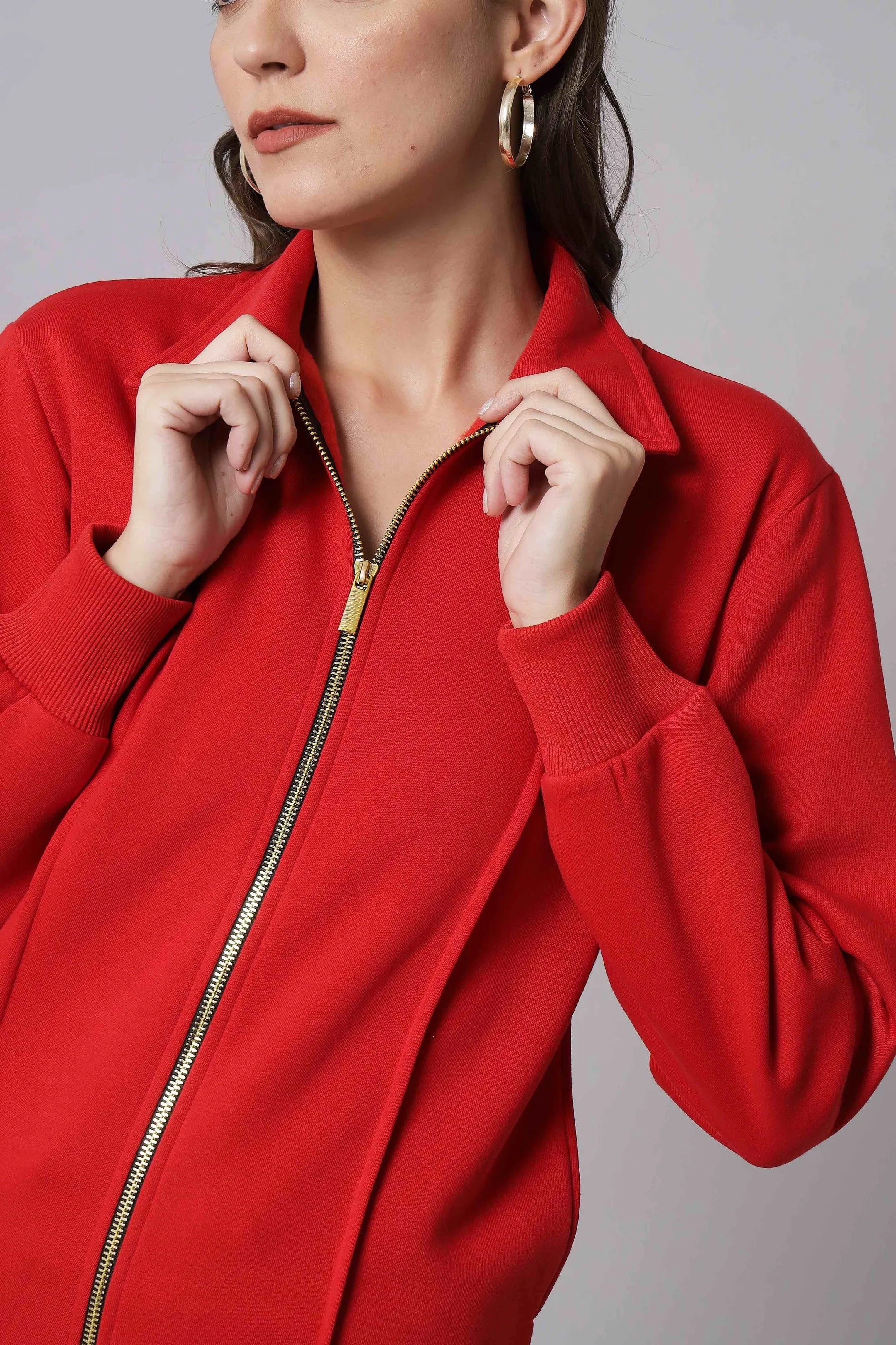 Classic Red Full-Zip Sweatshirt