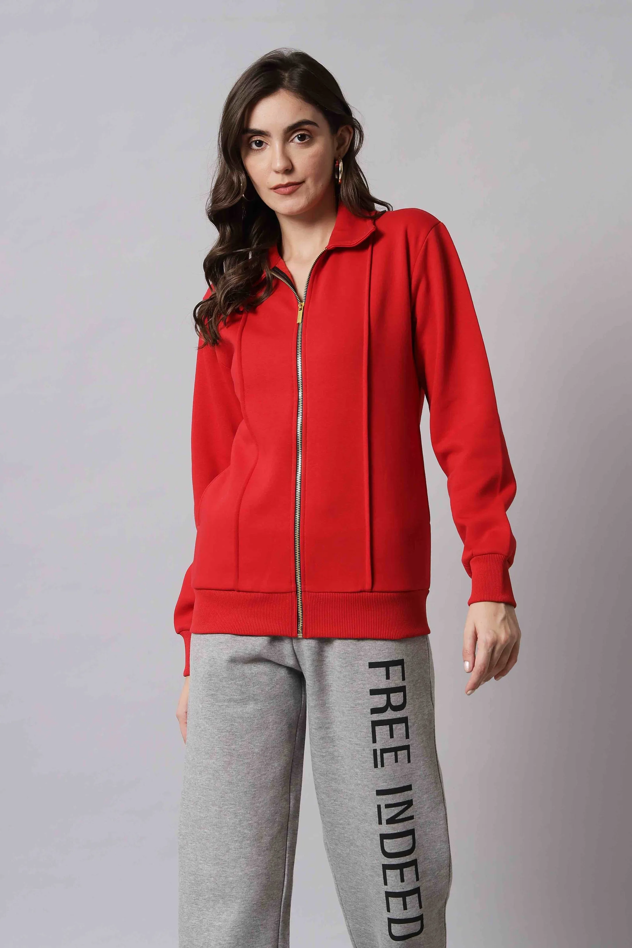 Classic Red Full-Zip Sweatshirt