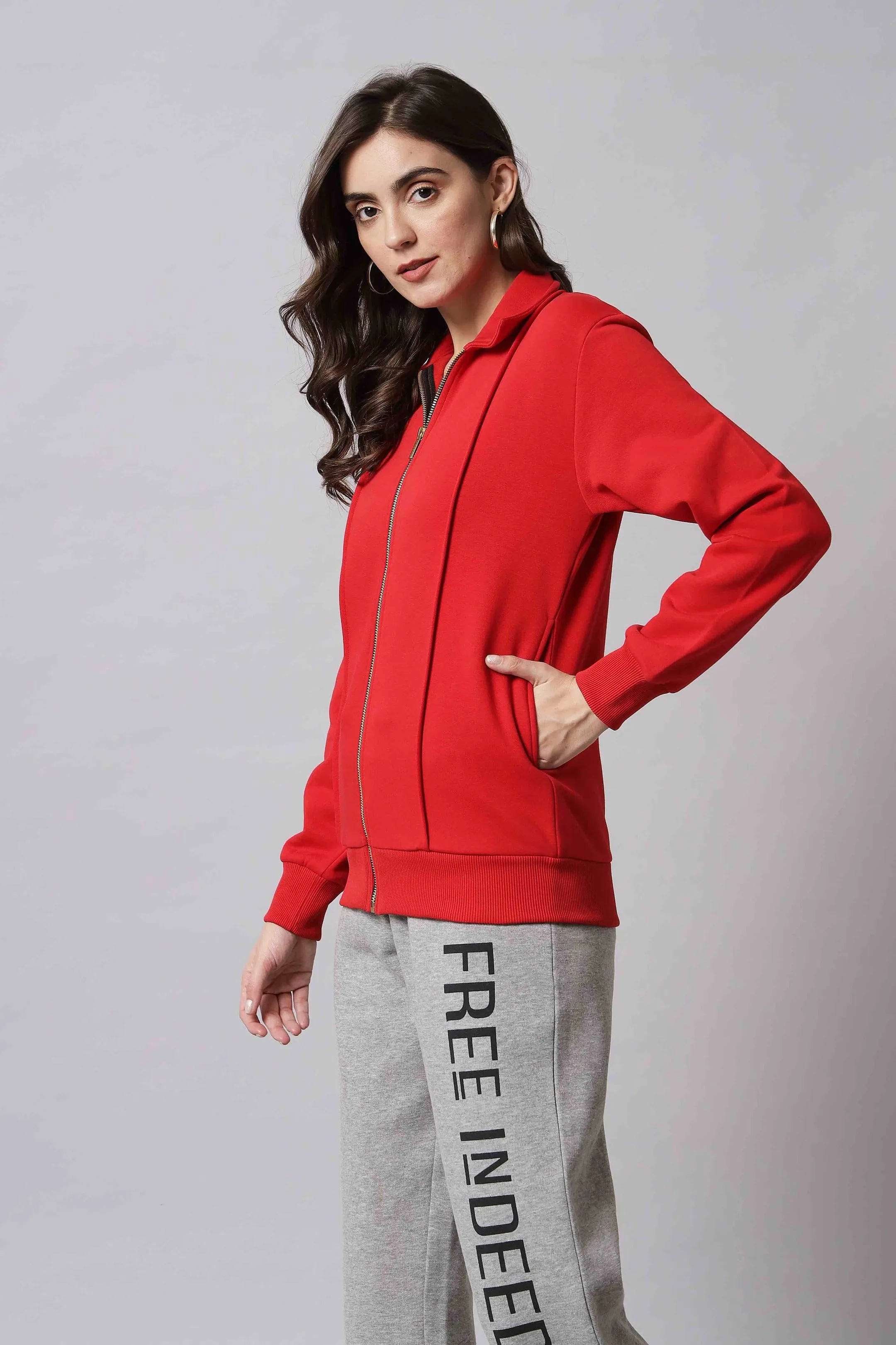 Classic Red Full-Zip Sweatshirt