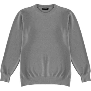 Dark Heather Grey Mens Knit Classic Crew Neck Sweater