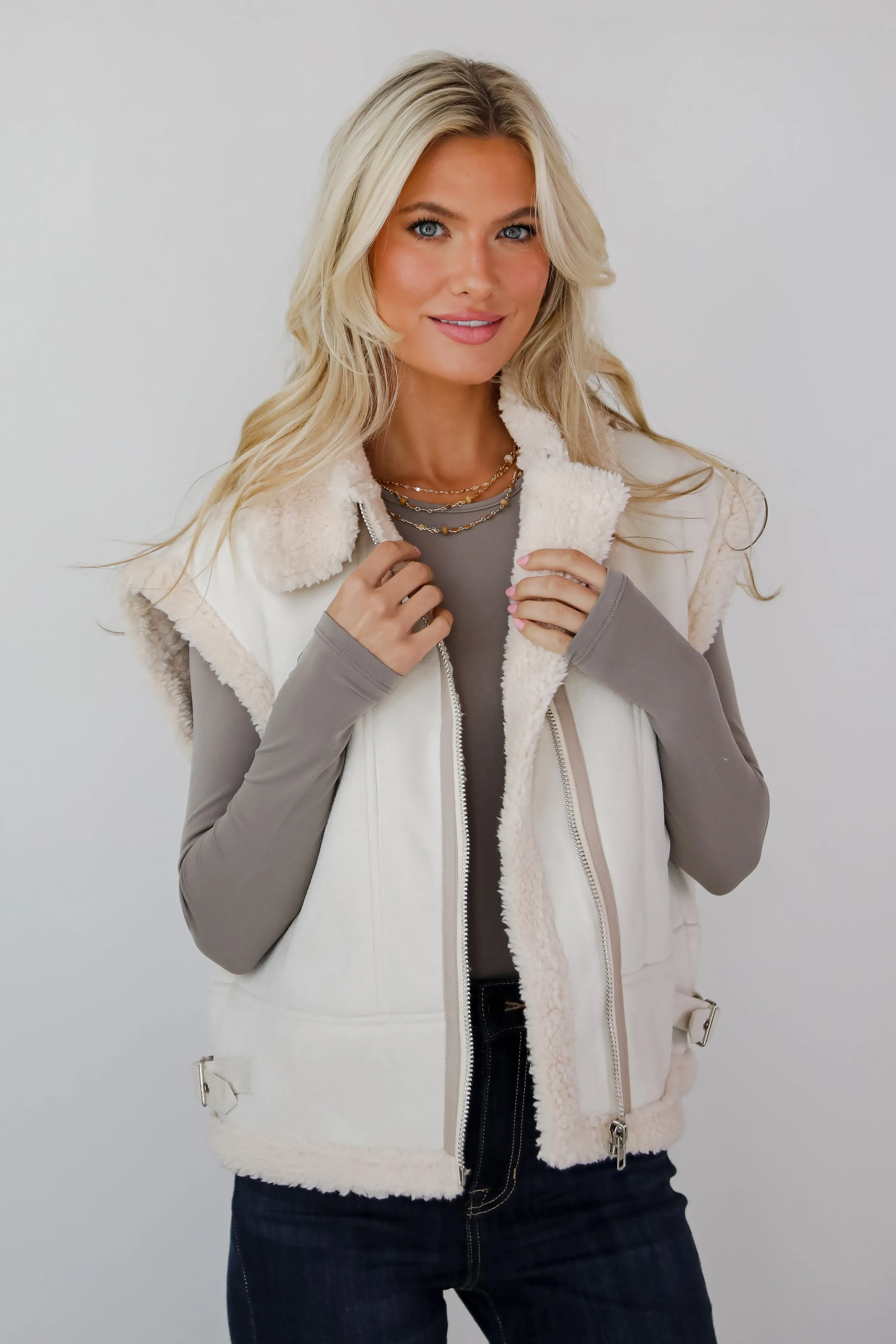 FINAL SALE - Poised Season Cream Sherpa Vest