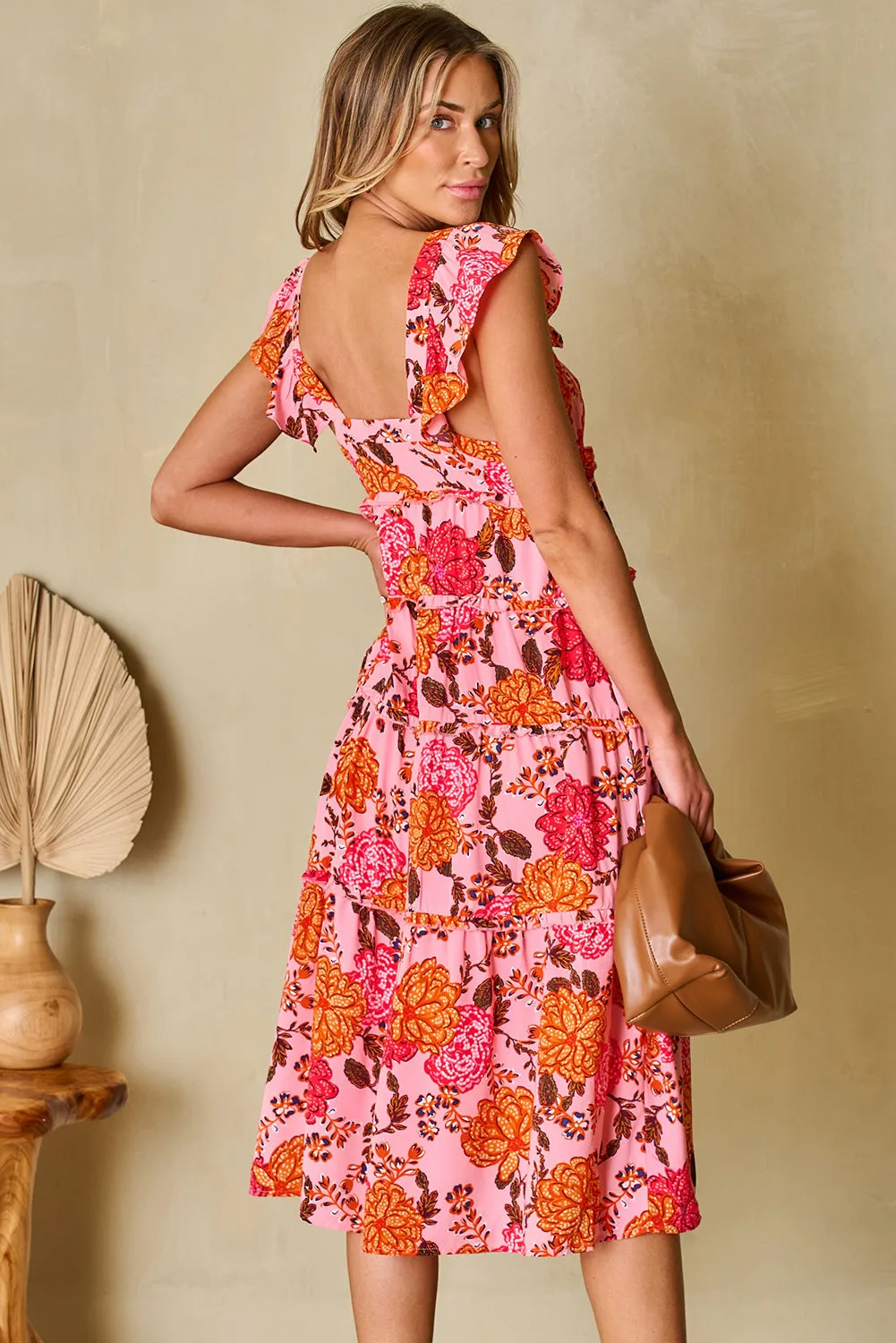 Floral Ruffled Tiered Midi Dress