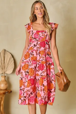 Floral Ruffled Tiered Midi Dress