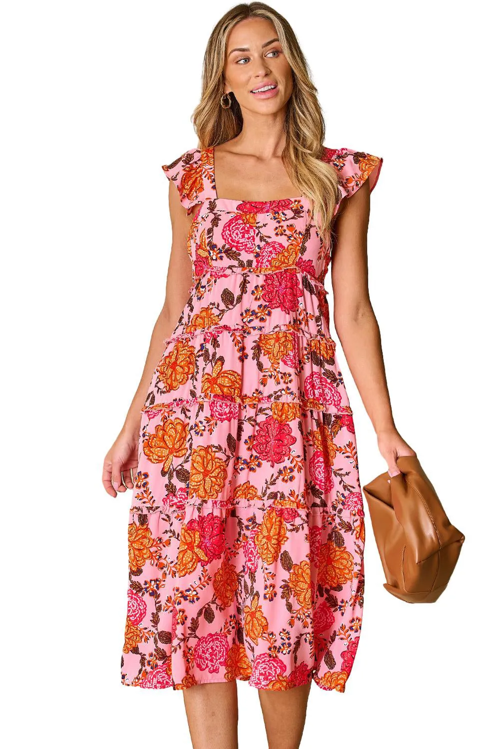 Floral Ruffled Tiered Midi Dress