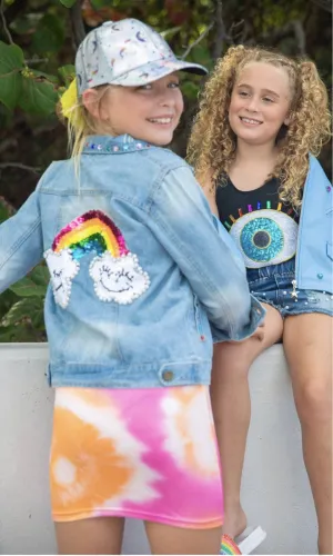 Happy Rainbow Gems Denim Jacket