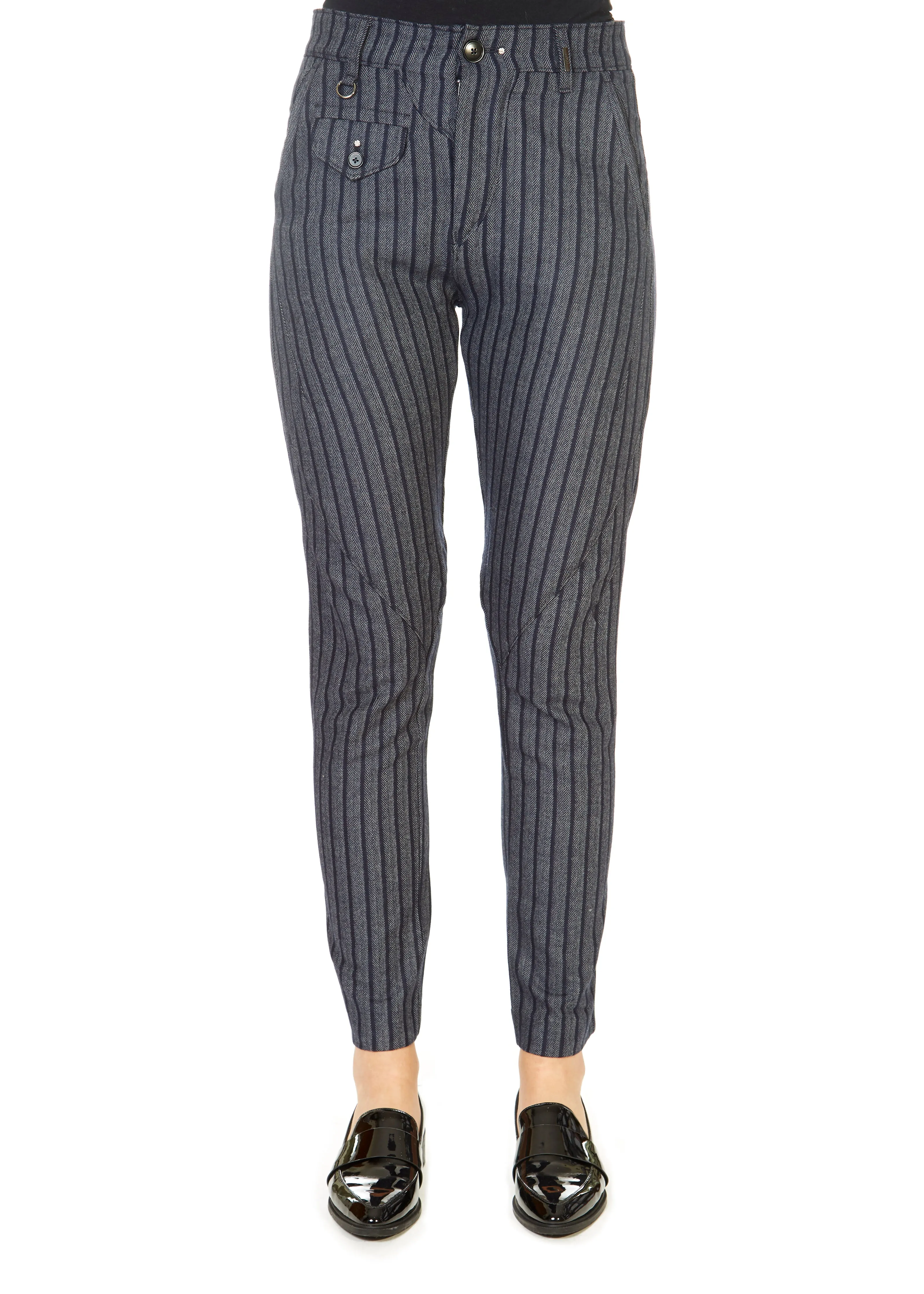 'In Motion' Grey Striped Trousers