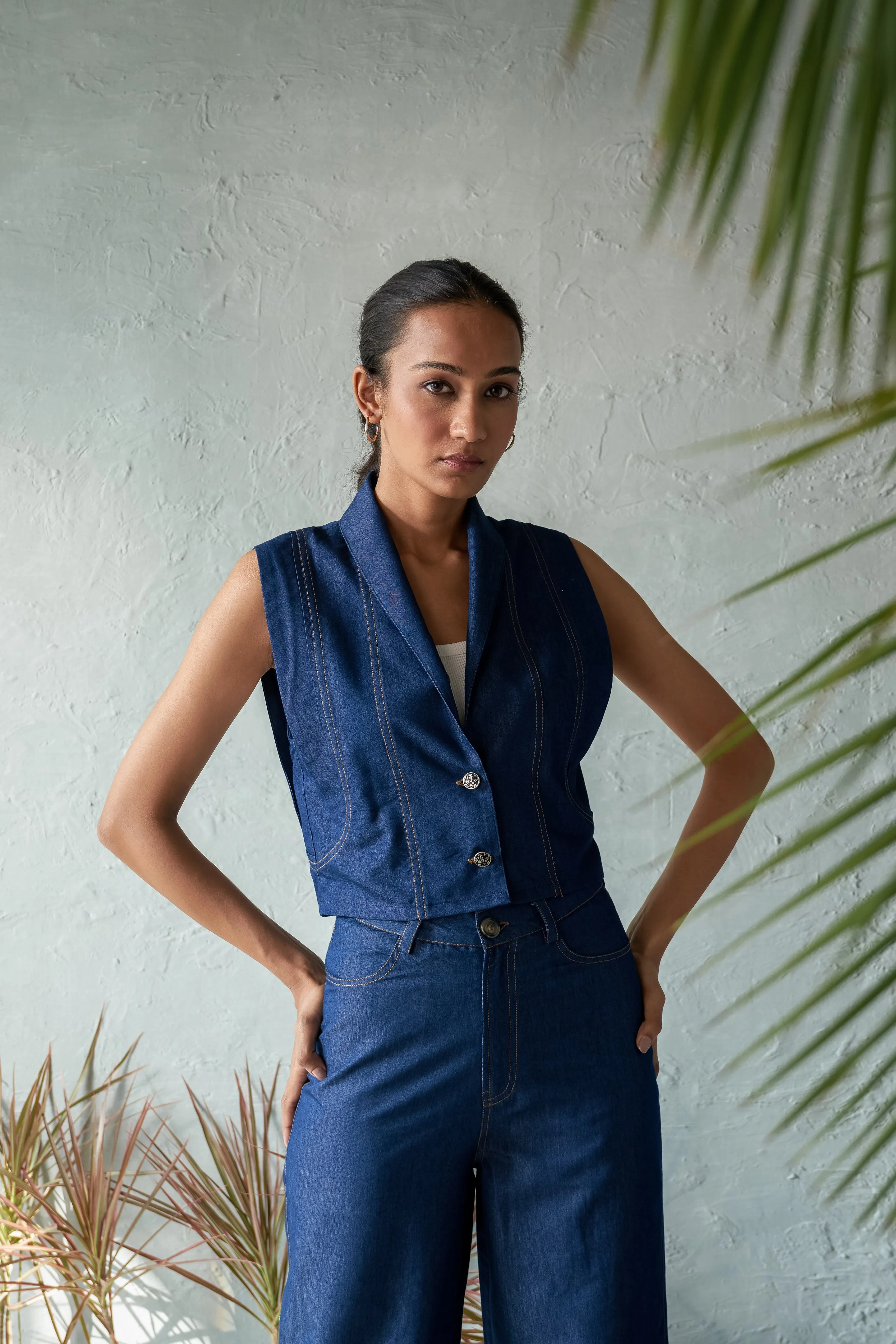 Indigo Wish Sleeveless Jacket