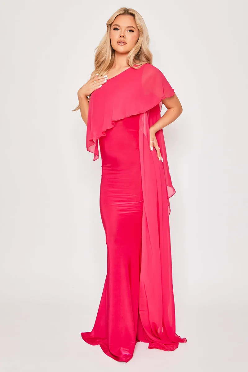 Lorenza - cerise one shoulder evening dress