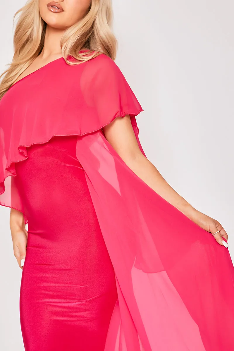 Lorenza - cerise one shoulder evening dress