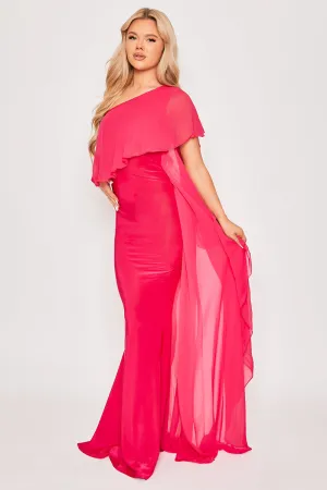 Lorenza - cerise one shoulder evening dress