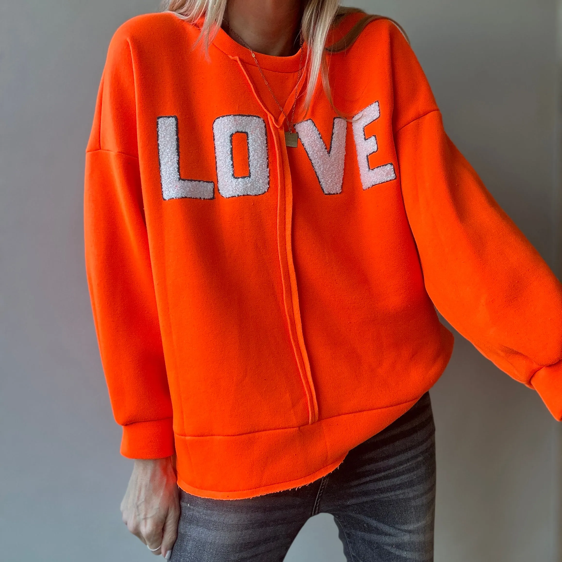 LOVE neon orange sweatshirt *NEW*