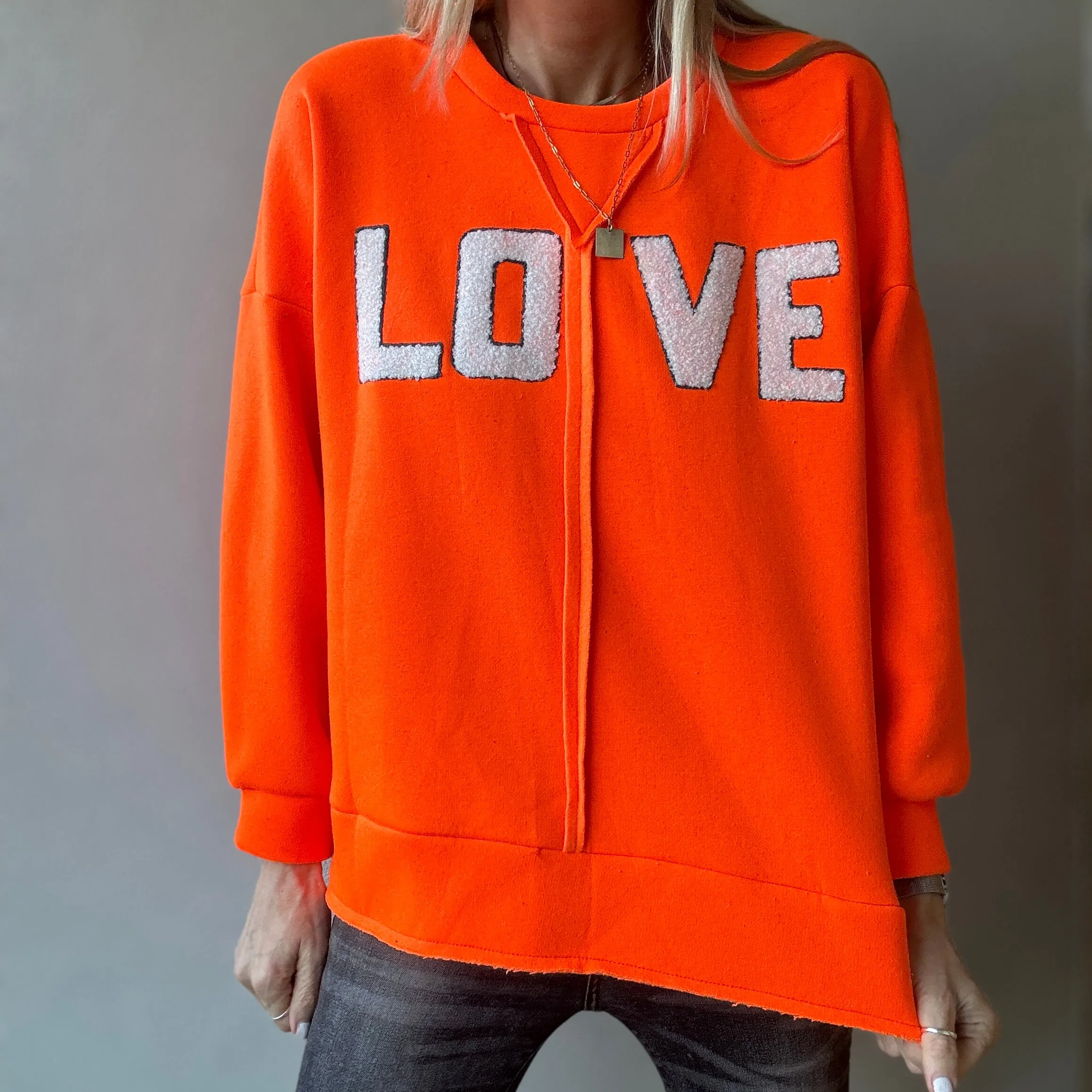 LOVE neon orange sweatshirt *NEW*