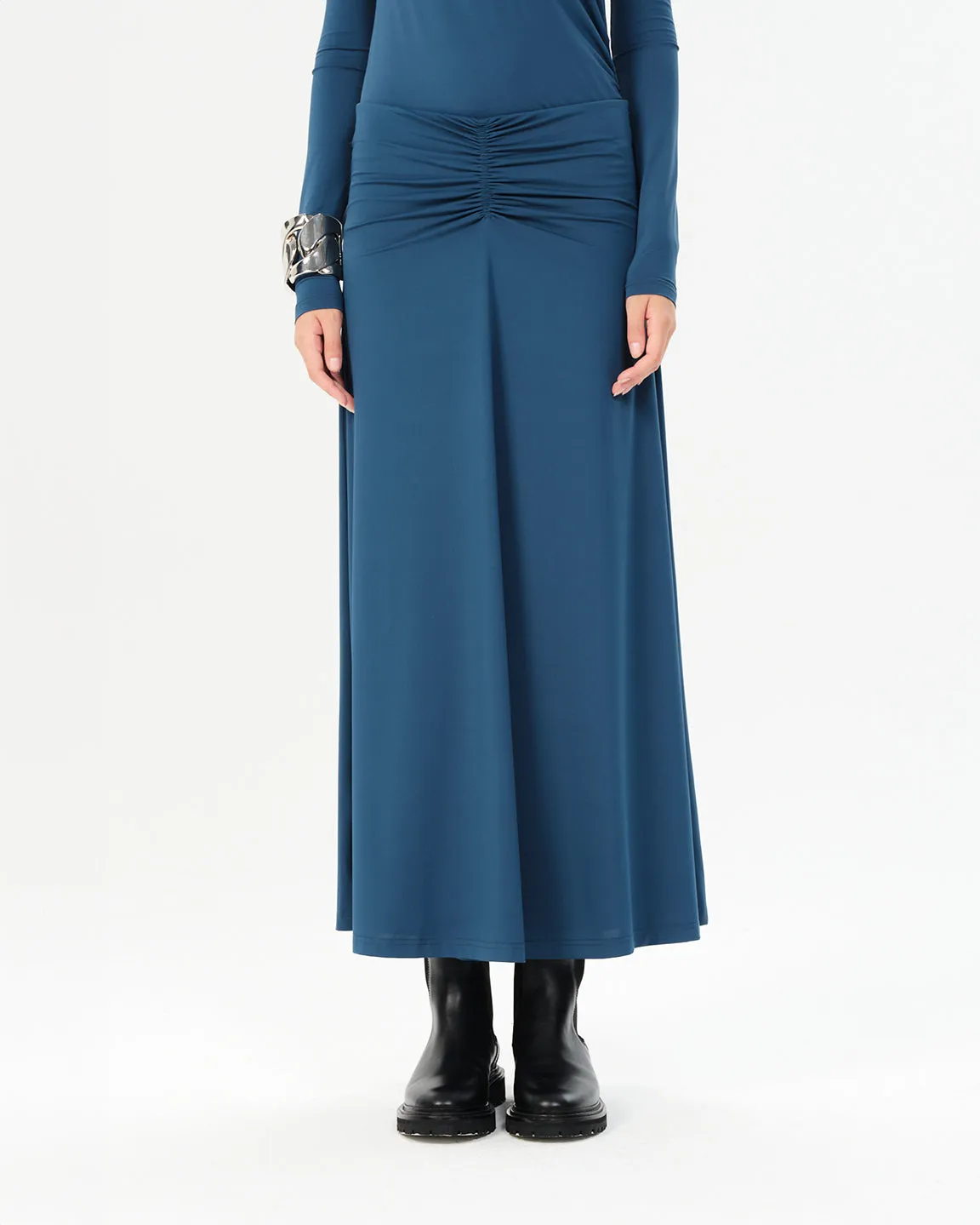 Maria Cher Vera Harlee Midi Skirt in Deep Blue