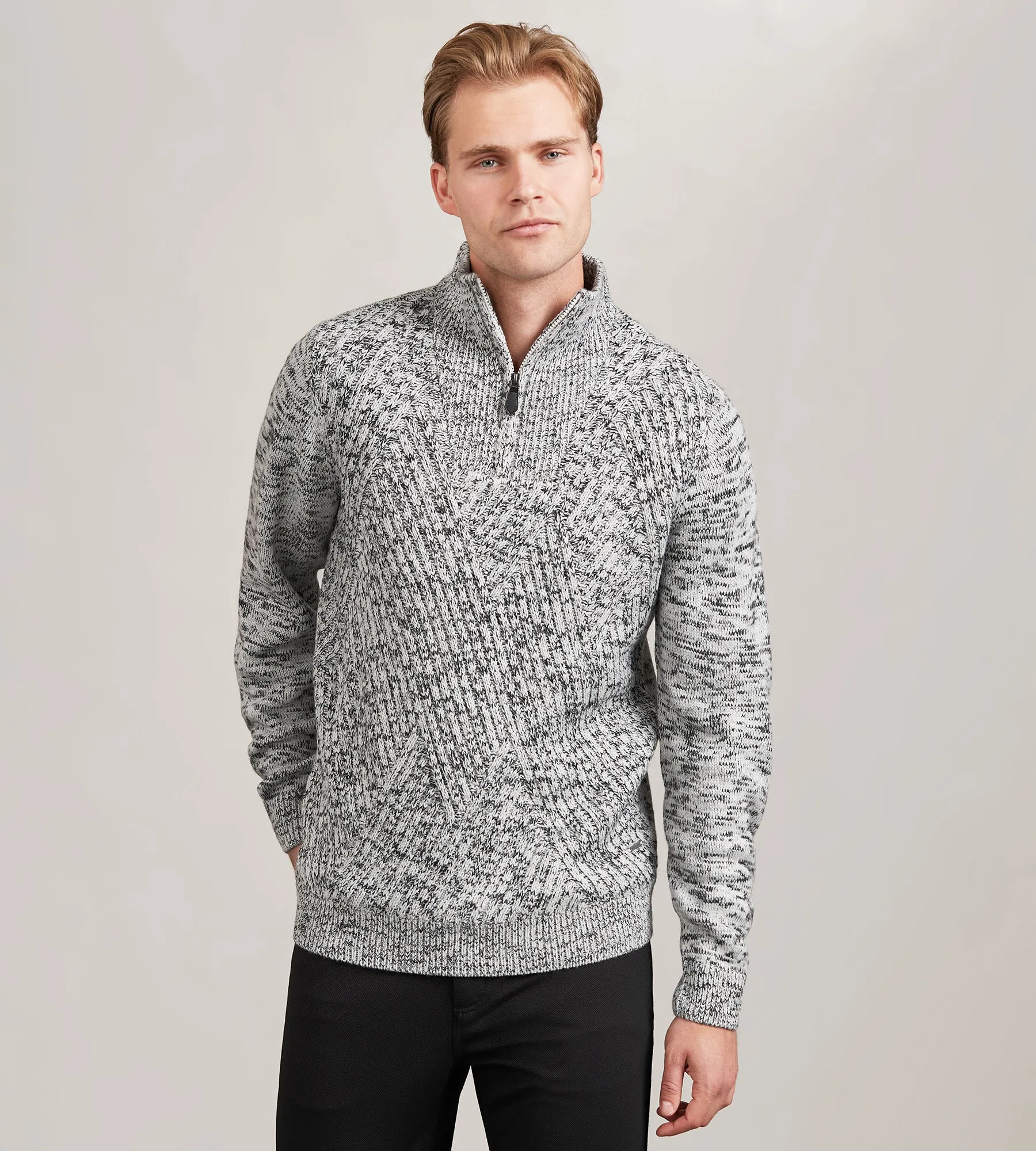 Modern Fit Long Sleeve Quarter-Zip Sweater