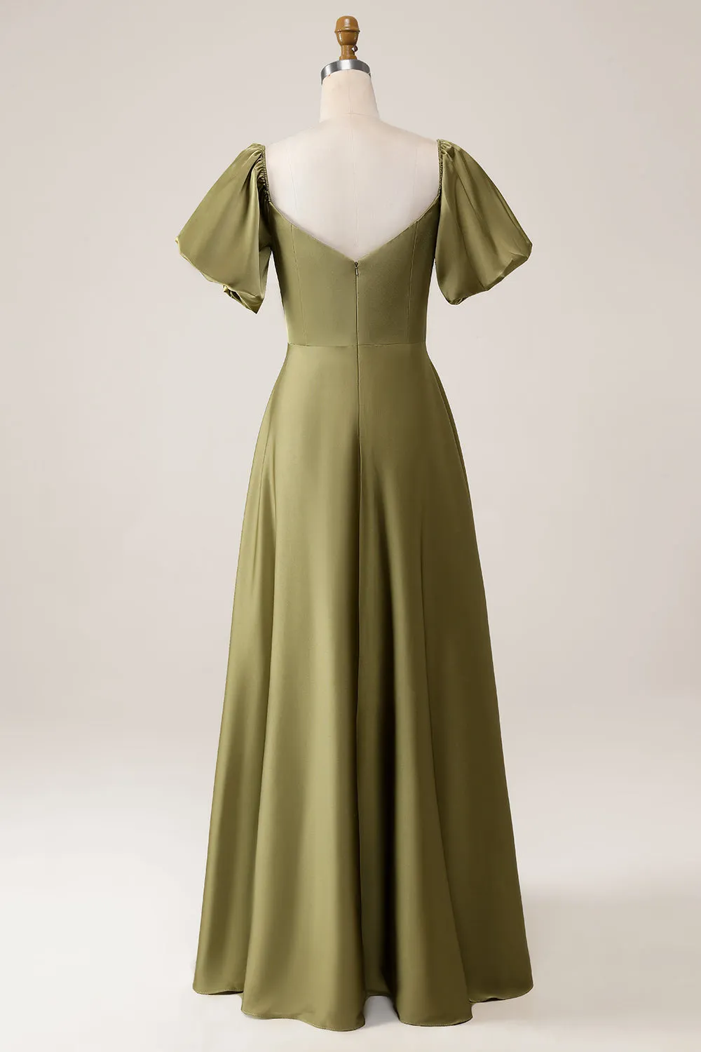 Olive A Line Off the Shoulder Maxi Dress with Short Sleeves