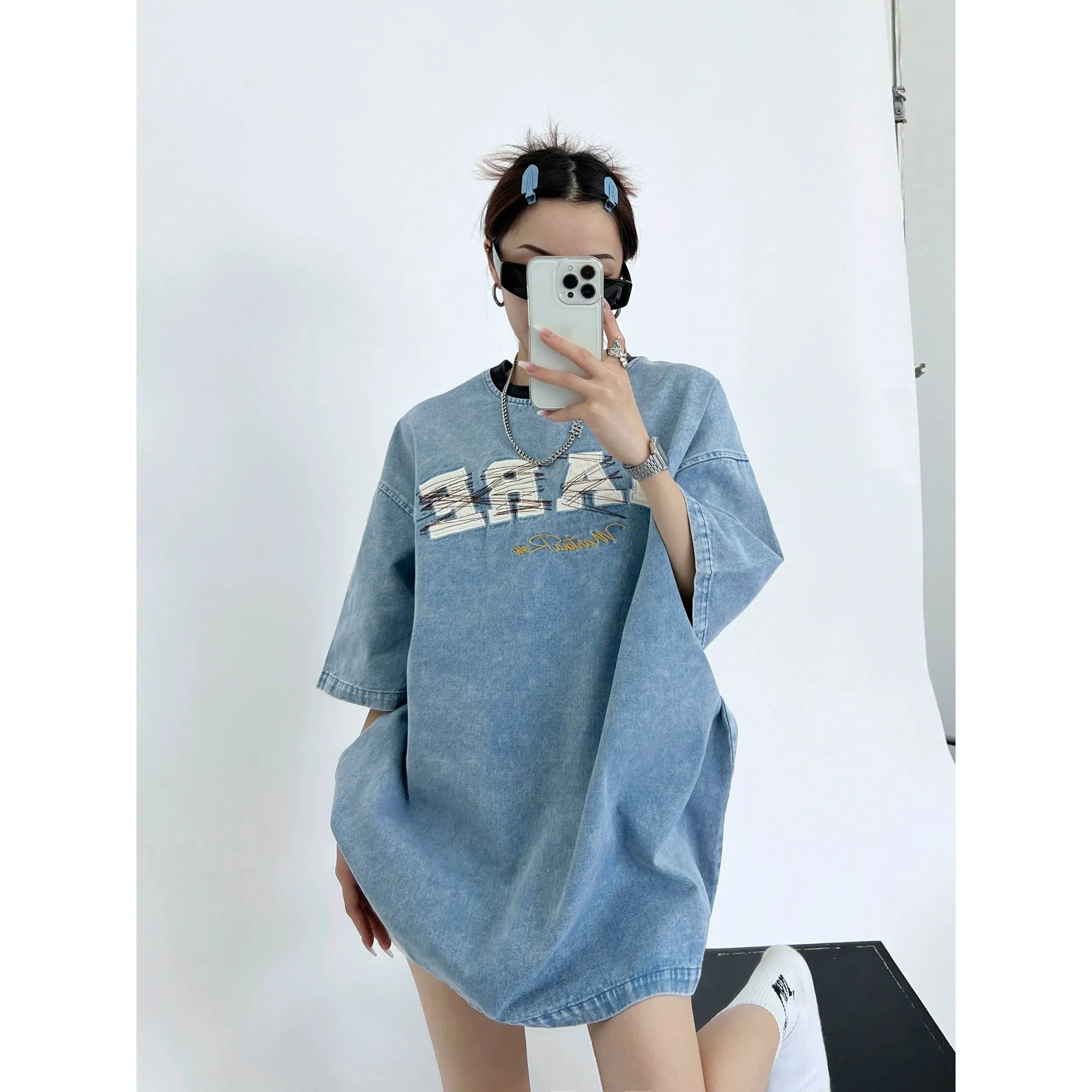 Oversized Denim T-Shirt Dress