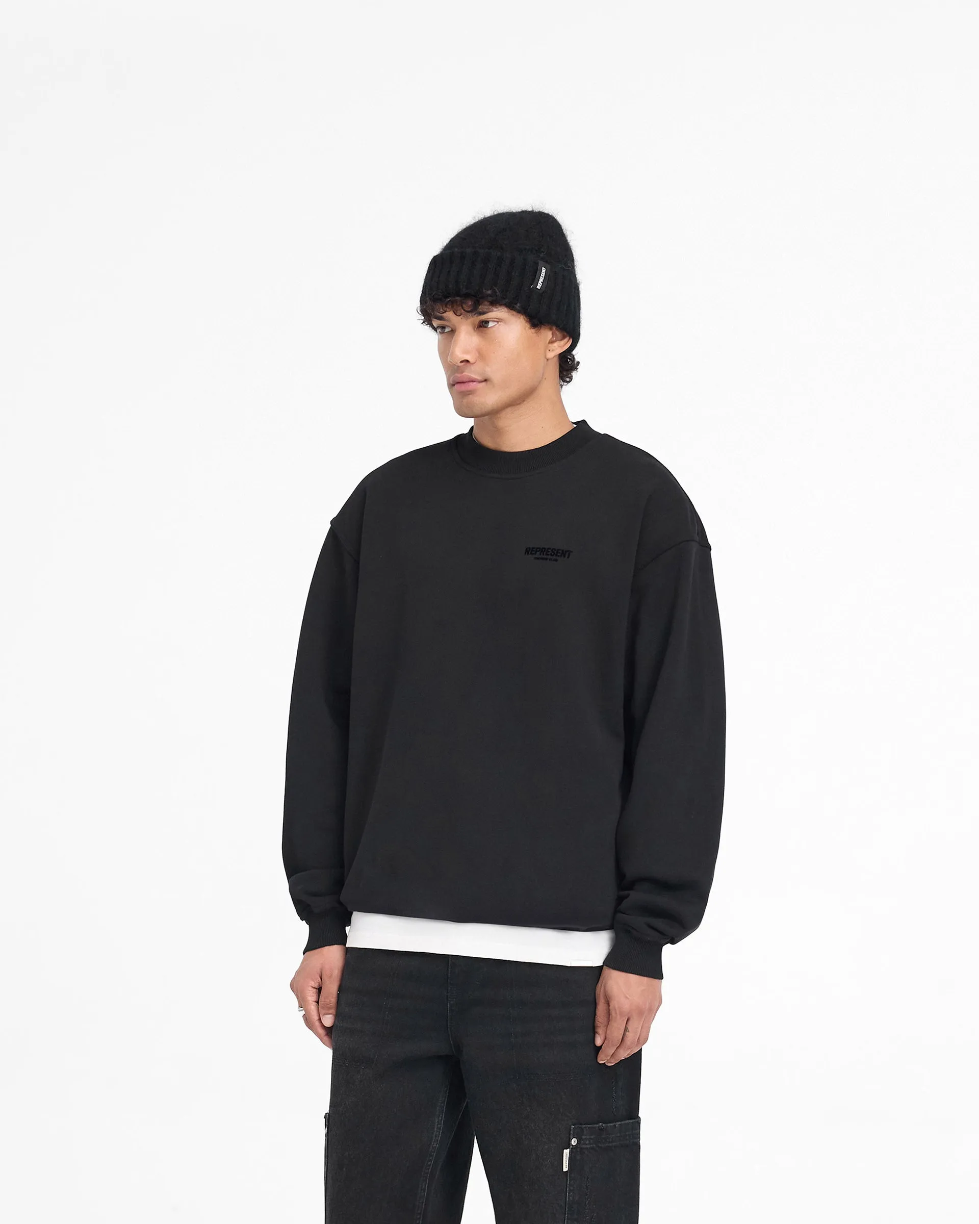 Represent Owners Club Flocked Sweater - Black