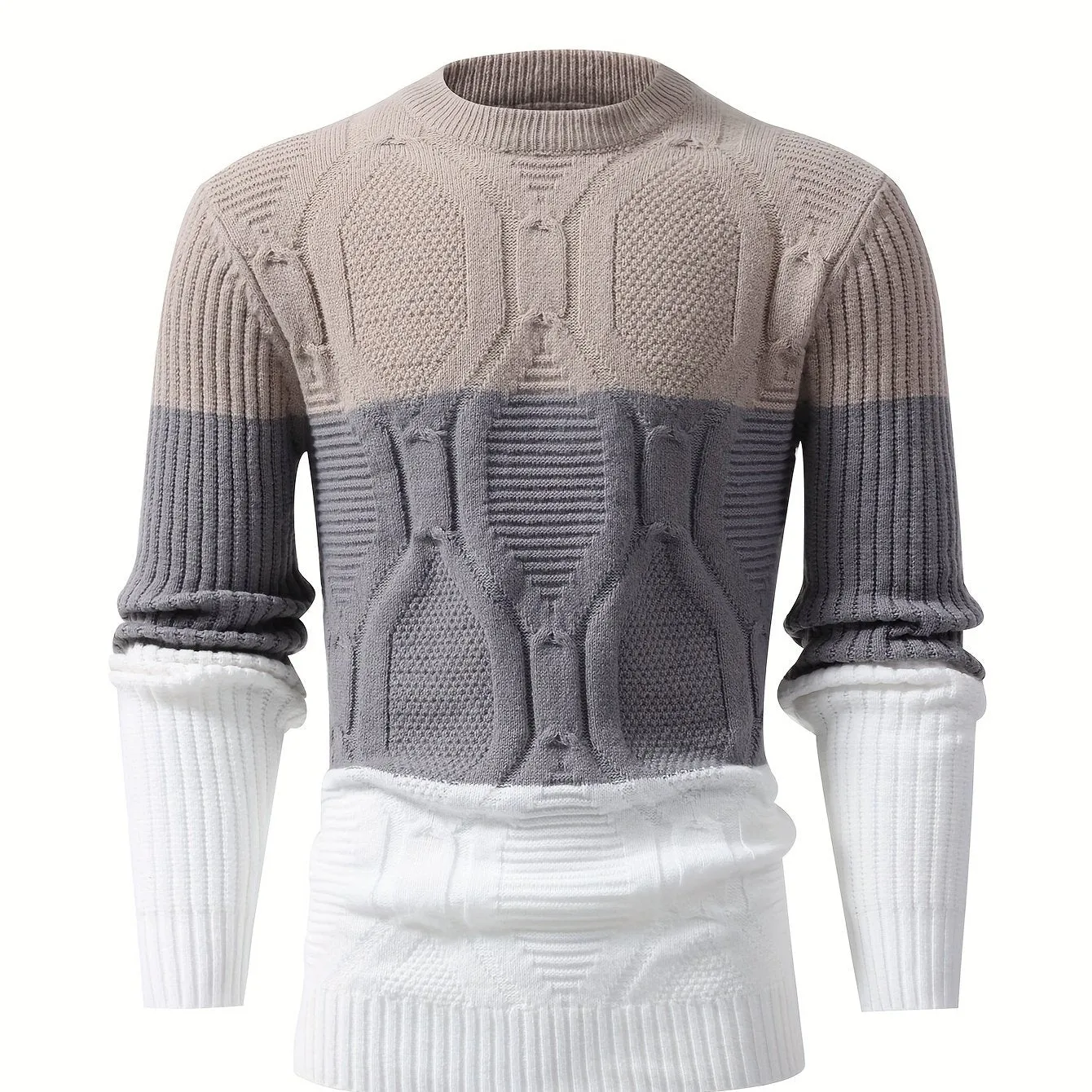 Soft Knit Mens Color Block Sweater - Ultra-Comfy High Stretch Pullover - Stylish Casual Wear for Fall Winter