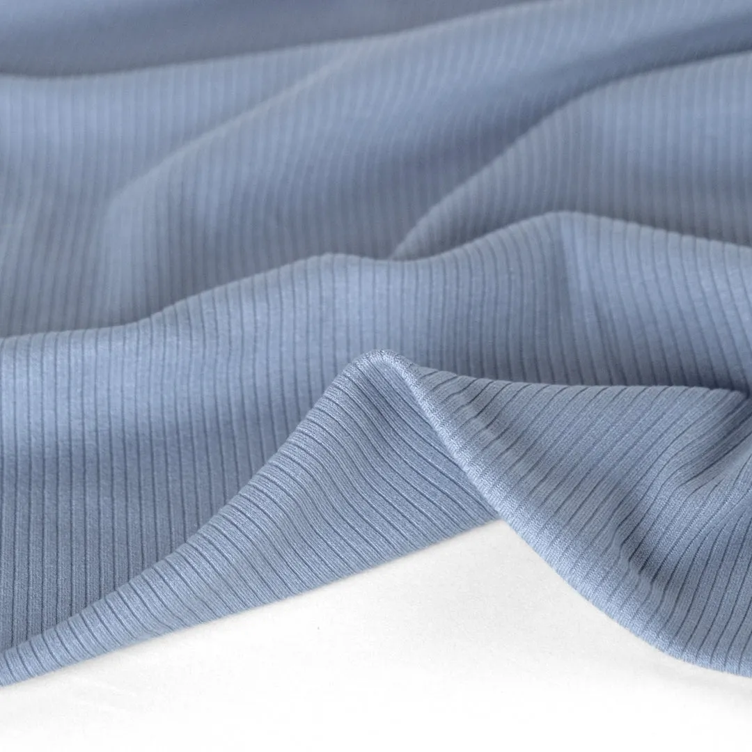 Soft Touch Viscose Rib Knit - Bluestone