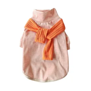 Striped Tee with Scarf - Orange