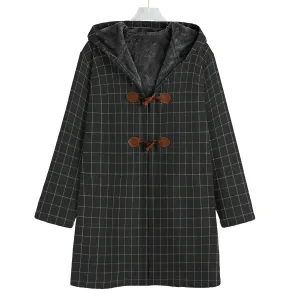 Vampire Art Dark Academia Black Windowpane Tartan Men's 100% Cotton Canvas Button Fleece Jacket