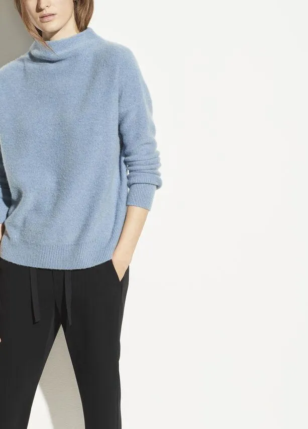 Vince - Funnel Neck Pullover in Heather Azurite