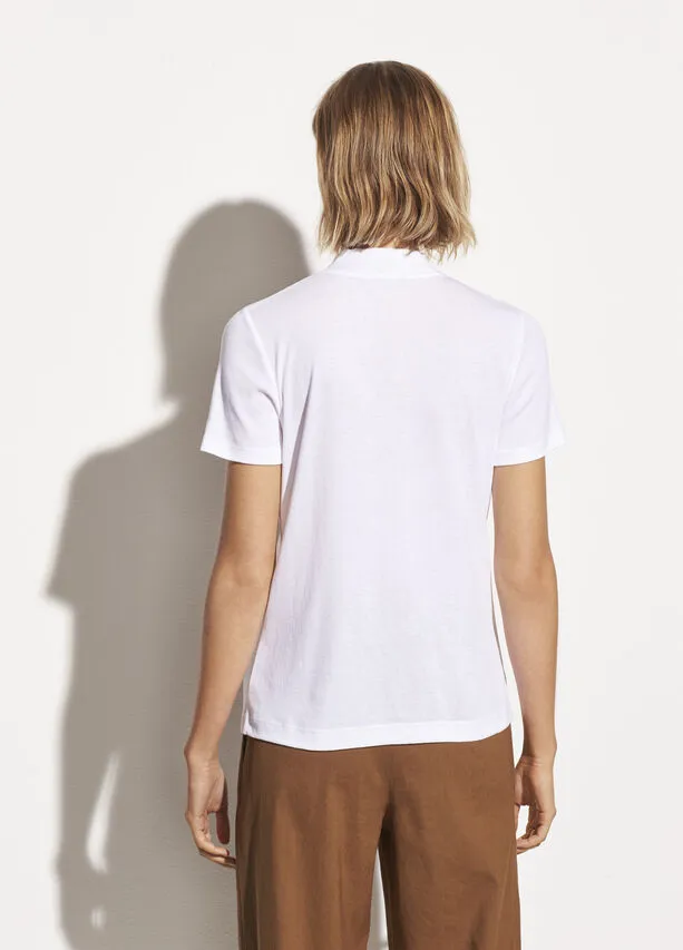 Vince - S/S Mock Neck Tee in Optic White