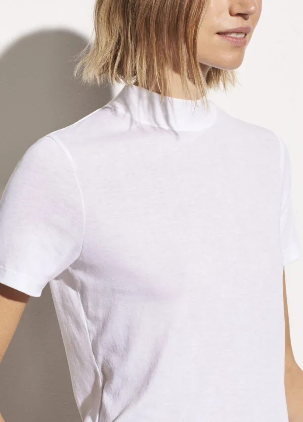 Vince - S/S Mock Neck Tee in Optic White